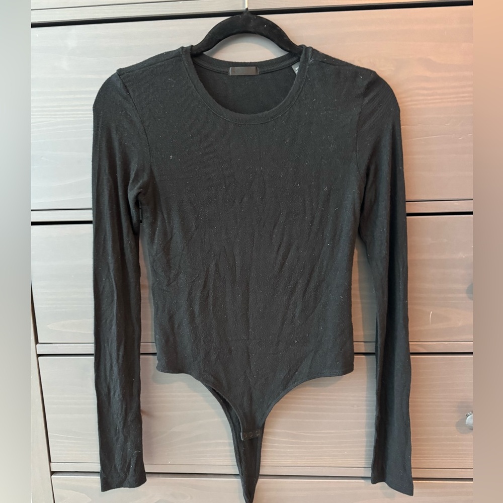 ATM Anthony Thomas Melillo Black Long Sleeve Bodysuit